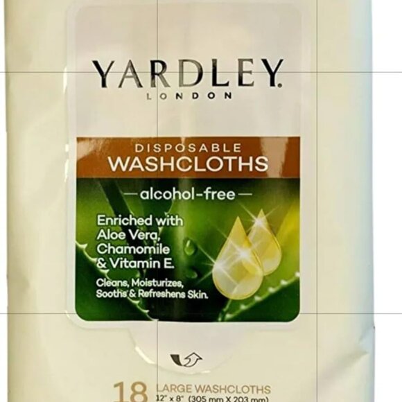 Yardley Large 12"x8" Disposable Washcloths Alcohol-Free Cleans/Moisturizes/Sooth - Picture 5 of 5